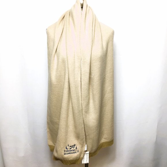 ATTIC SALT  Dream Big Be Unrealistic Knit Light Tan Scarf NWT - Picture 5 of 13